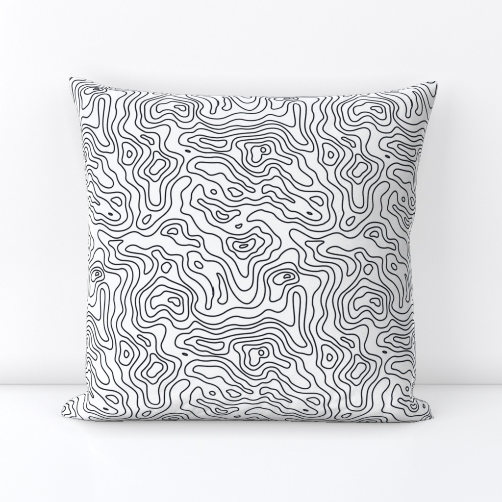 White and Black Stripes Wave Elevation Topographic Topo Map Pattern 