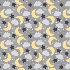 Star Moon Clouds//Yellow&Grey(No Faces) - Small Scale