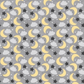 Star Moon Clouds//Yellow&Grey(No Faces) - XS Scale 