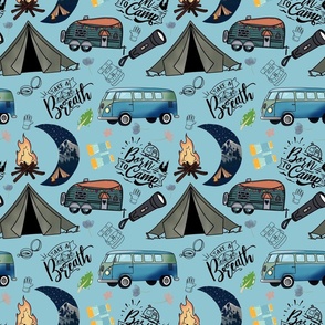 Born to Camp - Retro Campers on Blue 2 (medium)