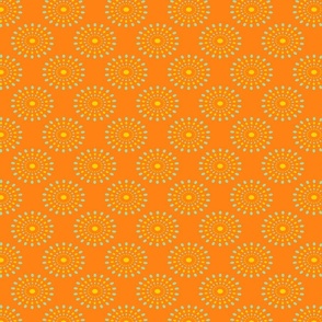 Splash Mid-Century Modern Retro Abstract Dot Geometric in Yellow Green on Orange - SMALL Scale - UnBlink Studio by Jackie Tahara