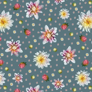 Floral pattern with Dahlia flowers