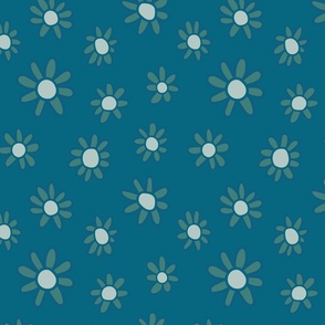 Floral seamless pattern with simple daisy flowers