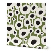 Poppy Dot - Graphic Floral Dot Green Jumbo Scale