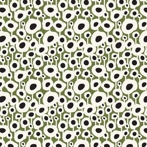 Poppy Dot - Graphic Floral Dot Green Small Scale