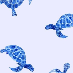 Large scale turtles on blue - watercolor marine p158-2