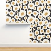 Poppy Dot - Graphic Floral Dot Black Golden Yellow Jumbo Scale