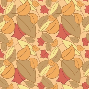 Fall leaves doodle style pattern