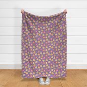 Floral pattern with colourful flowers on purple background