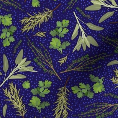 parsley, sage, rosemary and thyme - dark blue