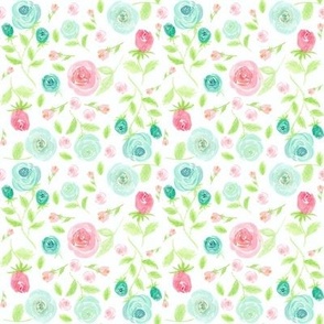 Pink and Teal Rose pattern large