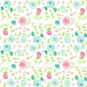 pink and teal rose pattern small