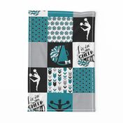 Cheer Life//Teal - Wholecloth Cheater Quilt