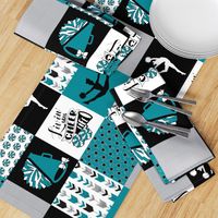 Cheer Life//Teal - Wholecloth Cheater Quilt - Rotated 