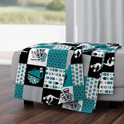 Cheer Life//Teal - Wholecloth Cheater Quilt - Rotated 