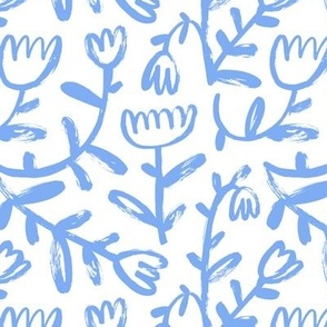 Playful flowers (blue on white)