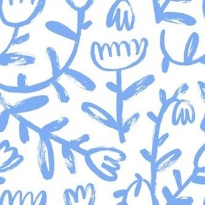 Cute abstract flowers (blue on white)
