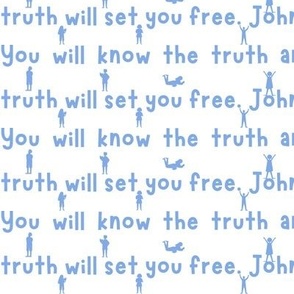 John 8:32 (blue on white)