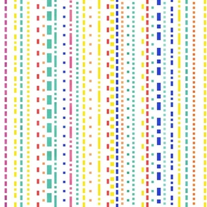 Multicolored Space Stripes Medium on White Background- Intergalactic Adventure- Night Sky- Space Travel- 80s Vintage- Arcade Games- Videogames- Playroom- Kidcore- Kids- Children Bedroom