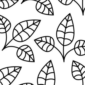 leaves LG black and white coloring