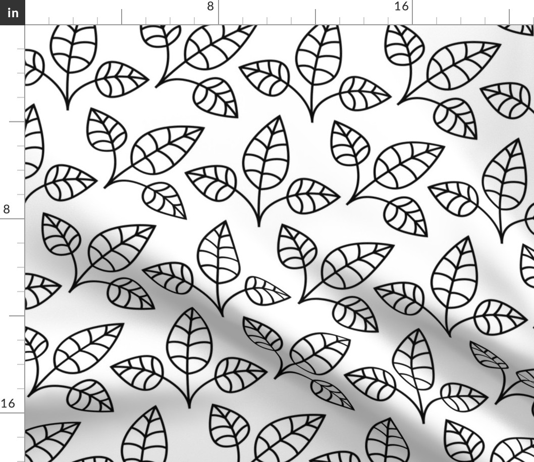 leaves LG black and white coloring