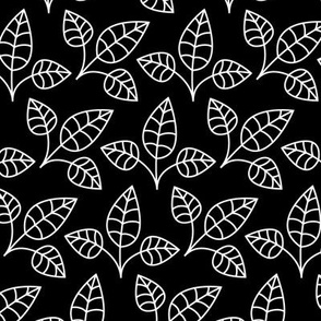 leaves MED black and white reversed