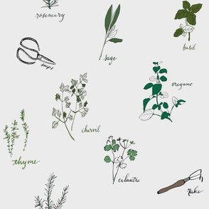 Herbs Garden Fabric, Garden Tools