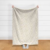 Classic spring paisley Ikat vines - sand on white - Ethnic Floral - large