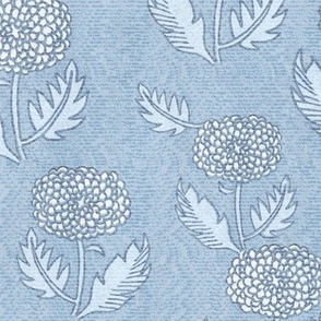 Chrysanthemums Modern Abstract in Soft Blue