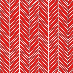 herringbone feathers bright red