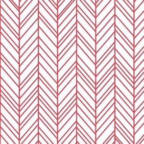 herringbone feathers bold coral and white