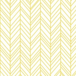 herringbone feathers butter yellow and white