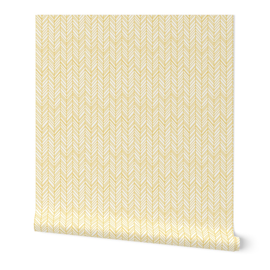 herringbone feathers golden yellow and white