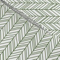 herringbone feathers hunter green and white