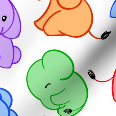 Cute Rainbow Elephant Babies - large 