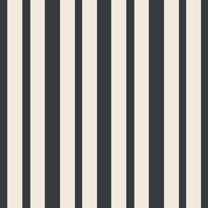 Winter Charcoal Green Ecru Vertical Stripes