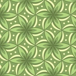 Bold Green and Yellow Geometric Flower Floral Pattern