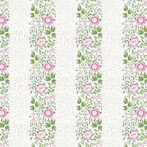 Victorian Floral Stripe Pink Green