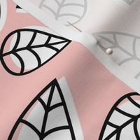 leaves LG black and white on gossamer pink