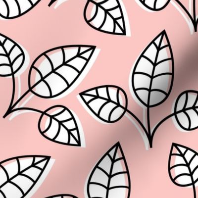 leaves LG black and white on gossamer pink