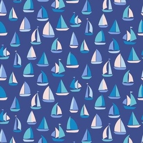 Sailboat adventure ditsy blue marine regatta by Pippa Shaw