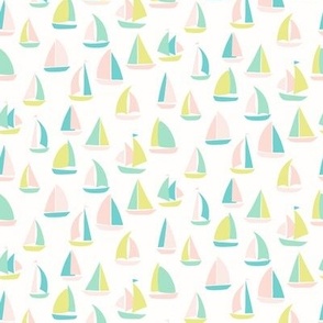 Sailboat adventure ditsy pastel regatta by Pippa Shaw