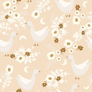 Sweet Goose Moon Floral on Apricot Large