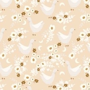 Sweet Goose Moon Floral on Apricot Small