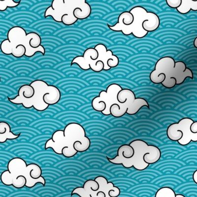 Asian Clouds Turquoise Blue Small