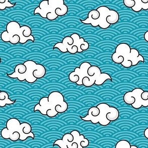 Asian Clouds Turquoise Blue Small