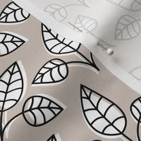 leaves MED black and white on perfectly pale beige