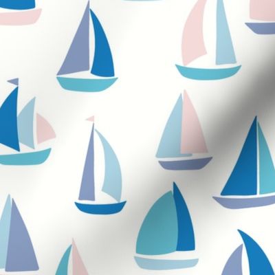 Sailboat adventure sky blue regatta XL wallpaper scale by Pippa Shaw