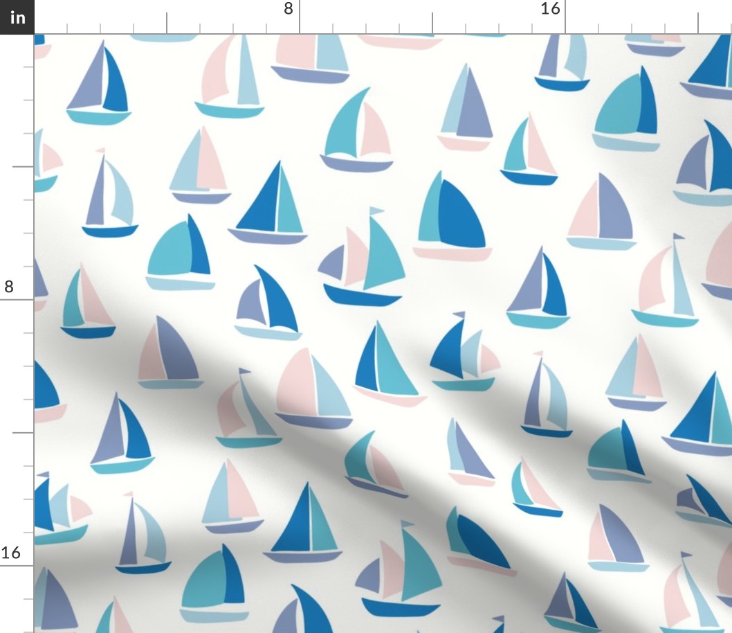 Sailboat adventure sky blue regatta XL wallpaper scale by Pippa Shaw