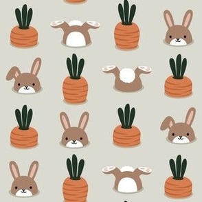 bunnies in the garden - golden brown / beige - Spring Easter - LAD22